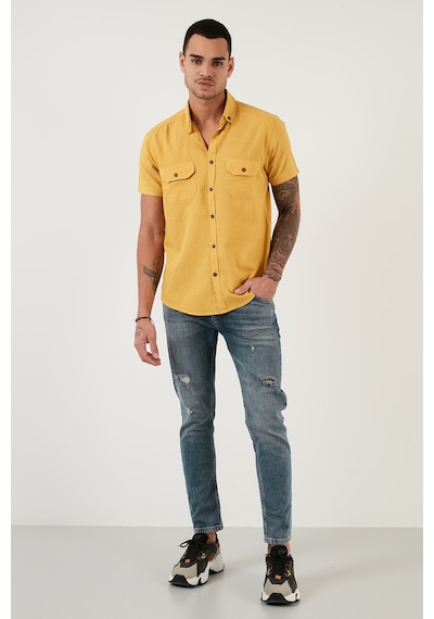 Buratti Düğmeli Yaka Pamuklu Slim Fit Cepli Erkek Gömlek Cf21S111153 Hardal Buratti Düğmeli Yaka Pamuklu Slim Fit Cepli Erkek Gömlek Cf21S111153 Hardal