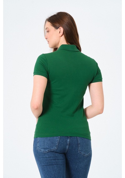 Msw Kadın Kısa Kollu Regular Fit Polo Yaka T-shirt Yeşil