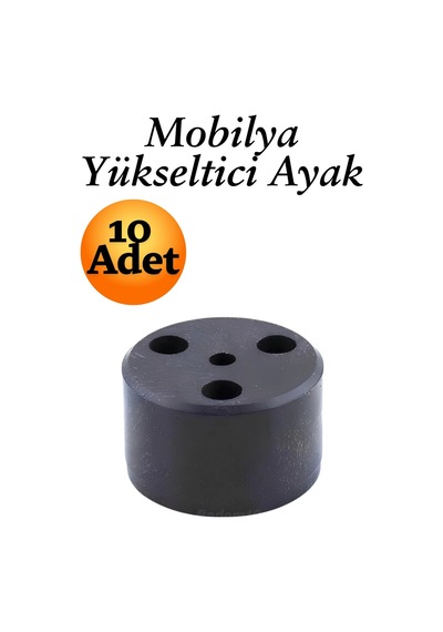 Capsule 3.7 Cm Siyah 10 Adet Mobilya Ayak Yükseltici Baza Ayağı Koltuk Kanepe Altı Puf Ayakları Siyah Siyah