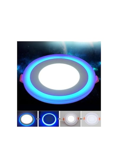 Çift Renkli 3+3 Watt Led Panel Tavan Spot Lambası - Mavi-beyaz Abanoz
