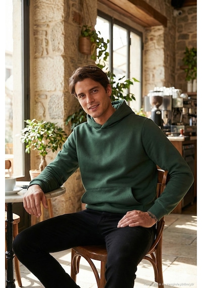 Buratti Regular Fit Kapüşonlu Kanguru Cepli Içi Tüylü Yumuşak Şardonlu Erkek Sweat 5905281 Nefti
