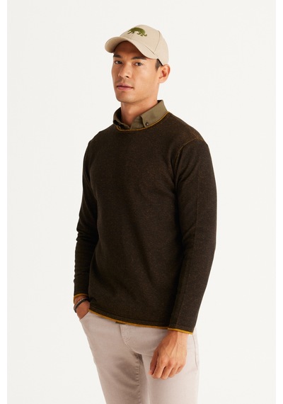 AC&Co / Altınyıldız Classics Erkek Sıyah-hardal Standart Fit Normal Kesim Bisiklet Yaka Pamuklu Triko Kazak Siyah - Hardal AC&Co / Altınyıldız Classics Erkek Sıyah-hardal Standart Fit Normal Kesim Bisiklet Yaka Pamuklu Triko Kazak Siyah - Hardal