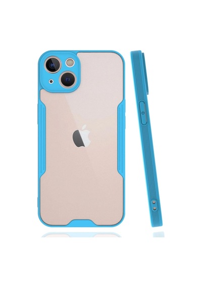 Apple  Uyumlu - iPhone 14 Plus Kılıf Platin Silikon - Mavi Çok Renkli