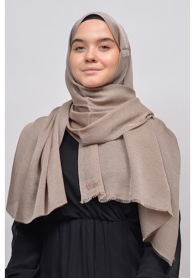 Altobeh Kadın Düz Renk Pırıltı Simli Tesettür Shawl Parlak Abiye Şal - Toprak