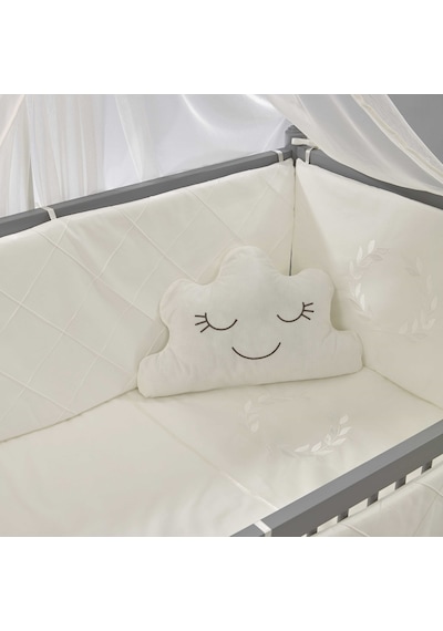 Meltem Kids Mondo Sallanır Ahşap Anne Yanı Beşik 60x120 cm (gri-motto ekru) Ekru