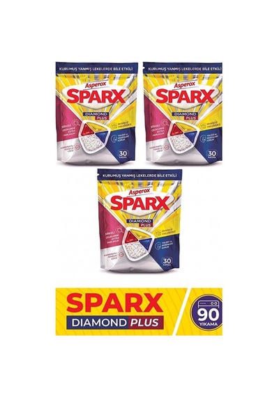 Asperox Sparx Diamond Plus Bulaşık Makinesi Kapsülü 30'lu 3 Adet