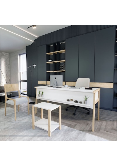 Zenith Ofis Masası Beyaz Meşe