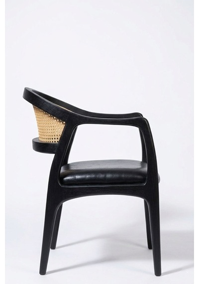 Kensington Rattan İskandinav Ahşap Sandalye Siyah