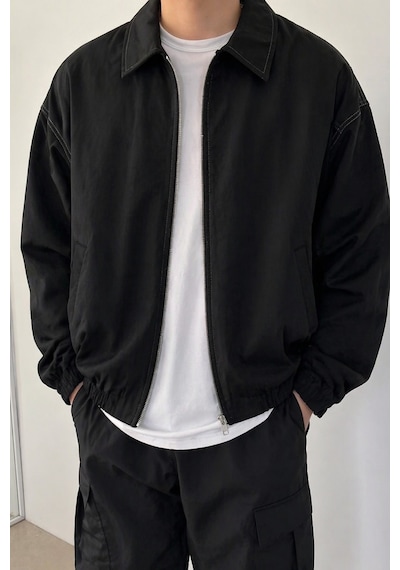 Tarz Cool Erkek Oversize Bomber Ceket Fermuarlı Basic Günlük Şık Mont Siyah Tarz Cool Erkek Oversize Bomber Ceket Fermuarlı Basic Günlük Şık Mont Siyah