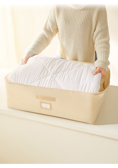 Ocean Home Textile Büyük Boy Bej Balıksırtı Baza Altı Hurç 62 x 46 x 22 cm