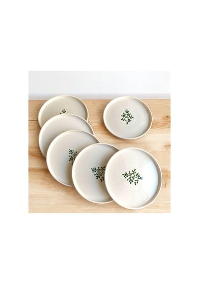 Kahvaltı Tabak Seti 6 Kişilik Tokyo Serisi Mini Dal Baskılı 6parça 19cm Beyaz Beyaz