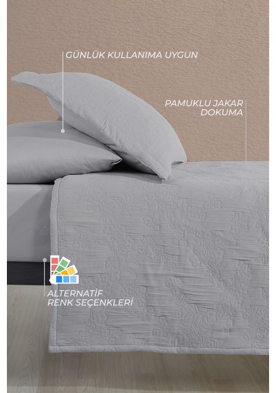 Elart Nice Yatak Örtüsü Tek Kişilik Gri