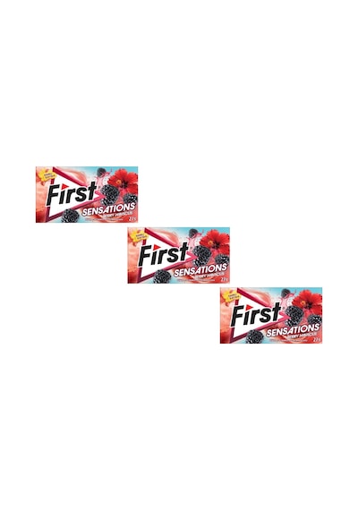 First Sensations Berry Hibiscus Böğürtlen Ve Hibiskus Aromalı Şekersiz Tatlandırıcılı Sakız - 3'lü Paket