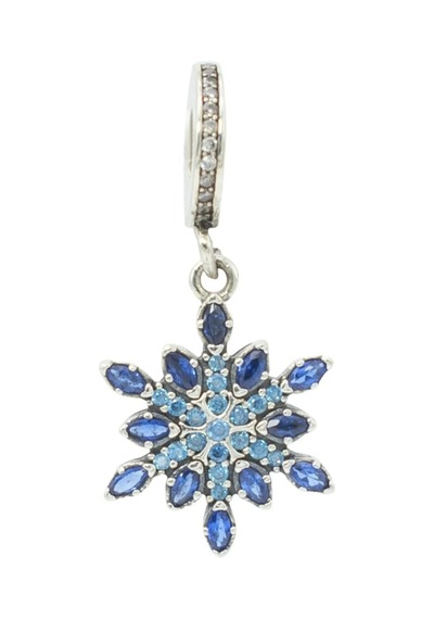 Nur Silver Mavi Taşlı Kar Tanesi Gümüş Charm Nur-bl20123