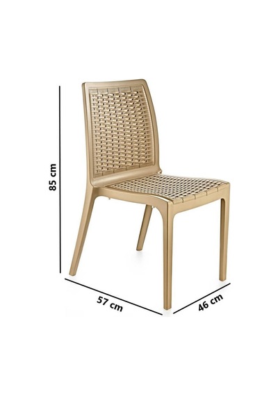 Omnipazar Sy-2523 Rattan Bahçe Sandalye 4'lü Set Bej Bej