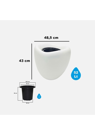 Lale Yumurta Saksı 3 No Kirli Beyaz 52 Lt