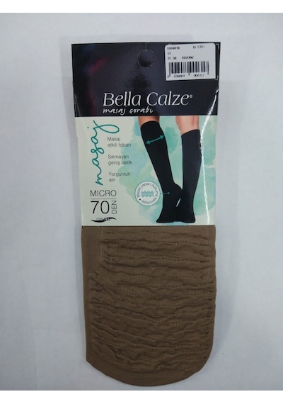 Bella Calze Masaj 3 Adet Bronz Dizaltı Çorap Bronz