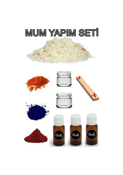 Soya Mum Yapım Seti, 1Kg Soya Wax, Cam Kavanoz, Esans, Boya,Fitil (526659428)