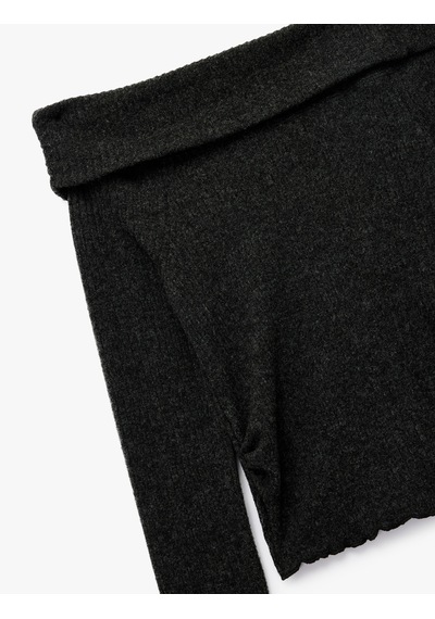 Koton Viskon Karışımlı Kaşkorse Omzu Açık Slim Fit Uzun Kollu Tişört Antrasit 6wal10196ık Antrasit Koton Viskon Karışımlı Kaşkorse Omzu Açık Slim Fit Uzun Kollu Tişört Antrasit 6wal10196ık Antrasit