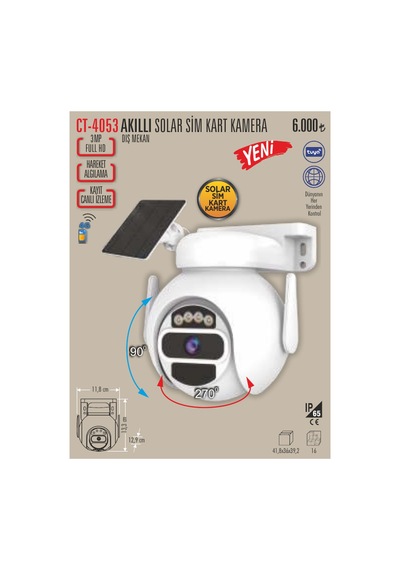 Cata Ct-4053 Solar 4g Sım Kartlı Dış Mekân Kamera