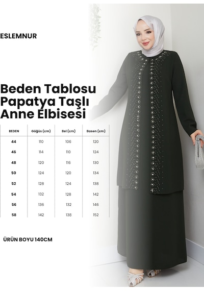 Eslemnur Papatya Taşlı Büyük Beden Anne Elbisesi Pembe