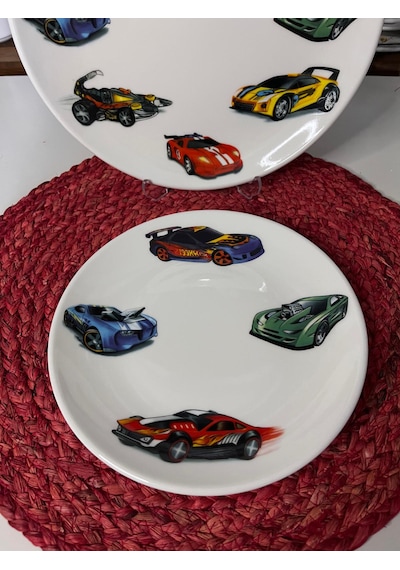 6 Parça Hotwheels Model Çocuk Bebek Yemek Takımı Beslenme Seti Renkli