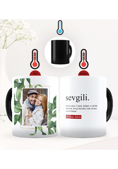 Kişiye Özel Fotoğraflı Sevgili Anlamı Sihirli Kupa Bardak - 1