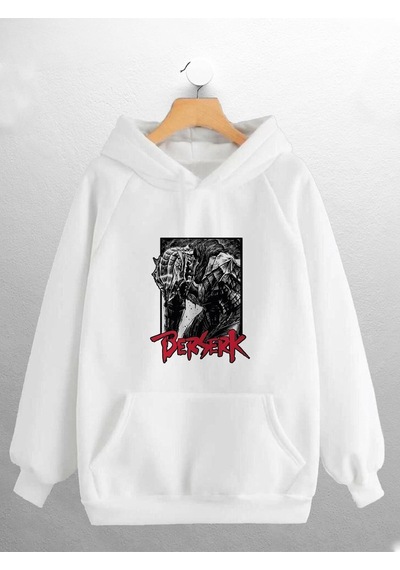 Macklin Unisex Kadın Erkek Berserk Anime Baskılı Sweatshirt Beyaz Mck0804 Beyaz