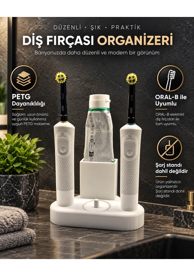 Elektrikli Diş Fırçası Organizeri Oral-b Uyumlu Beyaz