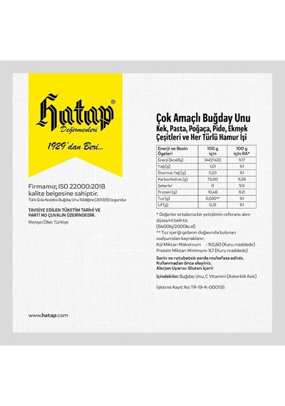 Hatap Değirmenleri Çok Amaçlı Un 5 Kg Çok Renkli