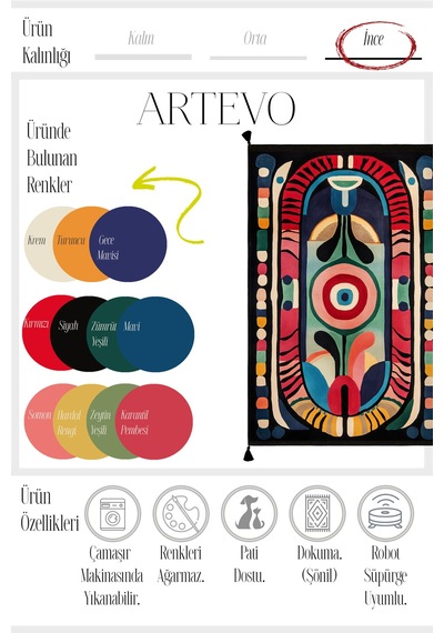 Artevo 07 Siyah Renkli Püsküllü Soyut Desenli Halı Modern Mutfak Koridor Oturma Odası Salon Halısı Renkli H