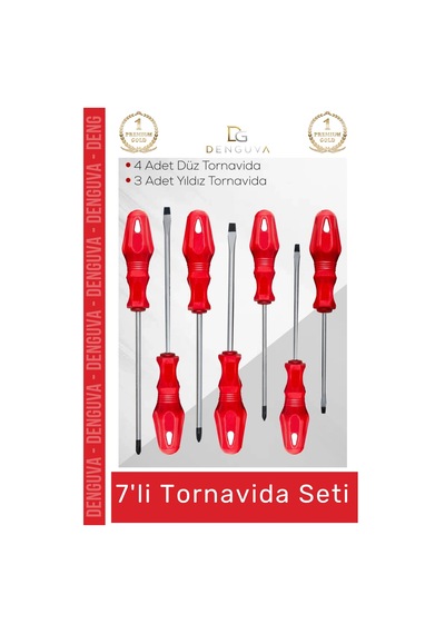 Tornavidaseti Profesyonel Tamir Onarım Ergonomik Dayanıklı Çelik Takımı 4 Düz 3 Yıldız 7'li Tornavi