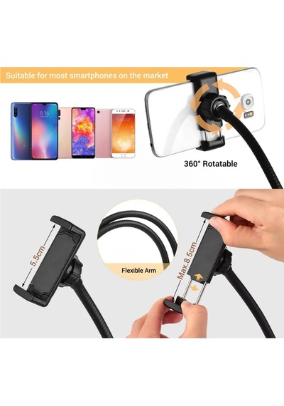 Led Ring Light Youtuber Stüdyo Işığı Akrobat Selfie Led Masa Lamba 3 Renk Işıklı 2in1 Telefon Tutucu