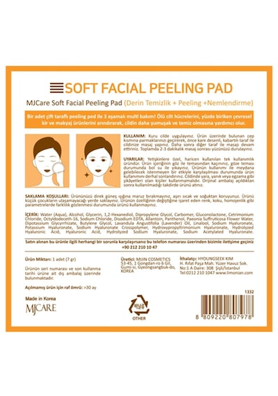 Mjcare Face Peeling Pad - Yüz Peeling Pad