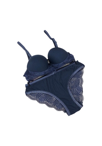 Umt Underwear Umt Kadın Dolgulu B Cup Balenli Telli Sütyen Takımı Mavi