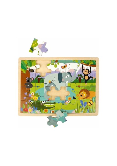 S01002909 Wooden Puzzle Vehıcles Anmals 5 Pcs 2 Ast
