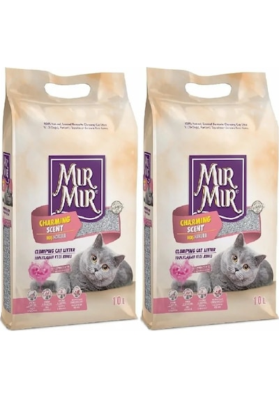 MırMır Bebek Pudrası Kokulu Topaklaşan Kedi Kumu 2 x 10 L