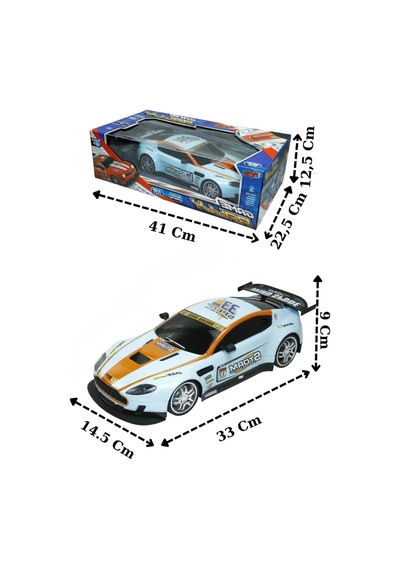 1:12 Ölçek Uzaktan Kumandalı Şarjlı Drift Arabası - Büyük Boy Işıklı Ve Sesli Yarış Arabası Mavi Turuncu