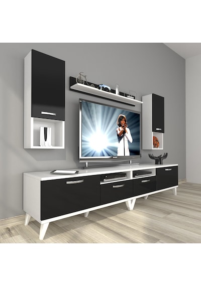 Decoraktiv Eko 5220da Mdf Retro Tv Ünitesi Tv Sehpası Beyaz - Siyah