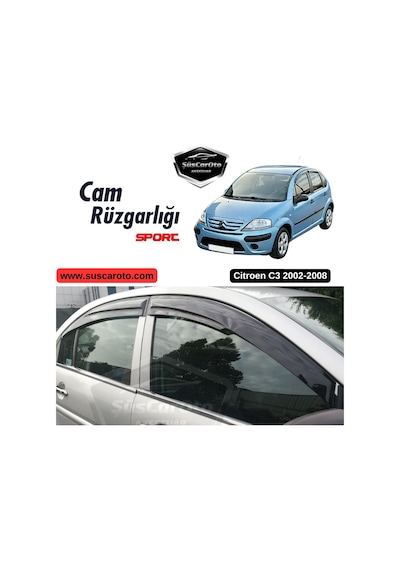 Citroen C3 2002-2008 Uyumlu Mugen Cam Rüzgarlığı Seti Piano Black 4'lü İthal 00 Şüscaroto Aksesuar