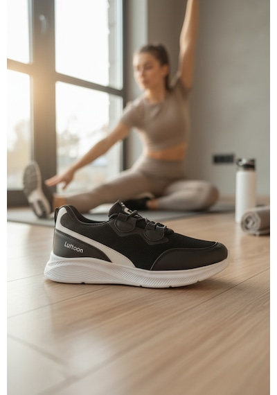 Enoch Erkek Spor Ayakkabı Siyah Beyaz Sneaker Koşu Ve Yürüyüş Performans Modeli Siyah