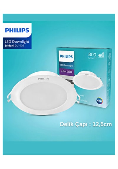 Philips Eridani Dl190b 10w 125mm Delik Çapı 3000k Sarı Işık 800lümen Spot Beyaz