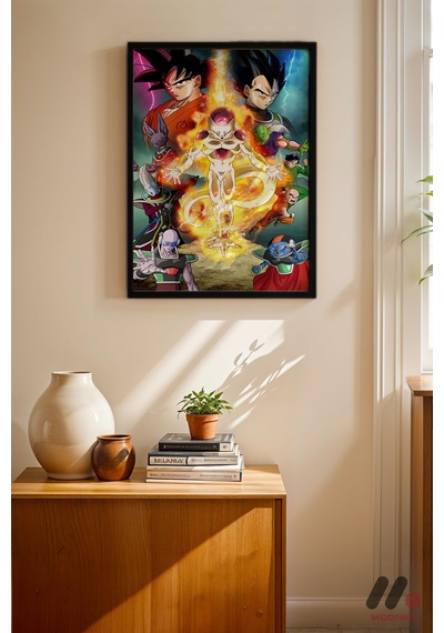 Dragon Ball Goku Ve Vegeta Poster, Siyah Çerçeveli Duvar Tablosu - Anime Severlere Özel Hediye