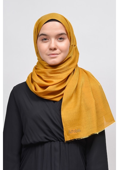 Altobeh Kadın Düz Renk Pırıltı Simli Tesettür Shawl Parlak Abiye Şal - Hardal