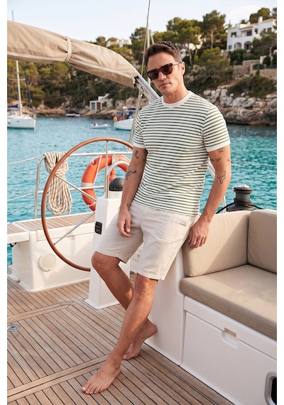 Buratti Pamuklu Çizgili Regular Fit Bisiklet Yaka Erkek T Shirt 5903005 Elma Yeşili