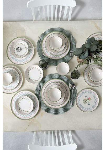 Keramika Rose Line Yemek Takımı 24 Parça 6 Kişilik 22909-10-11 Çok Renkli