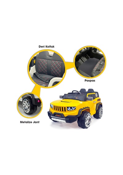 Jeep Akülü Araba 0-8 Yaş Sarı
