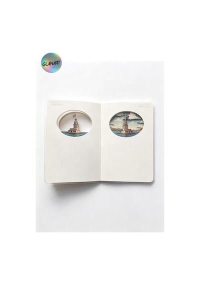 Hediyelik Lüks Oval Desen Kesimli Çizgisiz Not Hatıra Defteri 60 Yaprak 13,5x20,5 Cm Kız Kulesi Kesim
