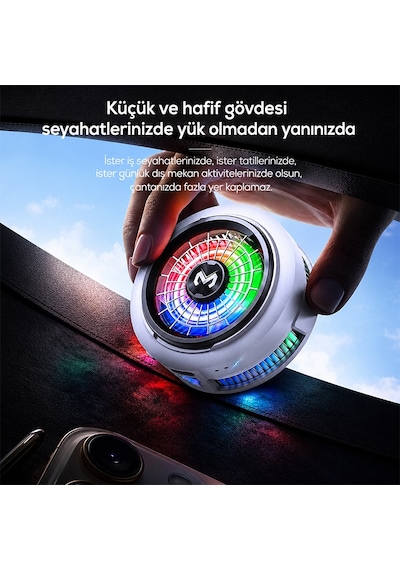 Memo Cx20 İos Android Soğutucu 20w Manyetik Rgb Telefon Soğutucu Anında Hızlı Soğutma,sessiz Fan Soğutma - Beyaz