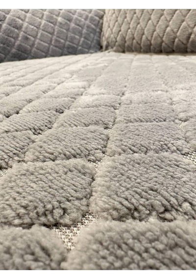 Bibaha Peluş Lastikli Koltuk Örtüsü 3 Kişilik Yıkanabilir Esnek Koltuk Kılıfı Gri 180 X 230 Çok Renkli
